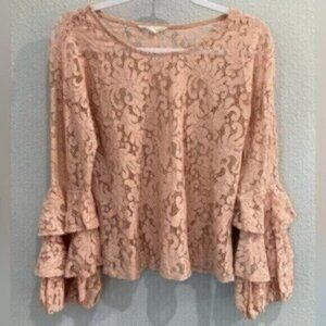 Solitaire Coquette Lace Neutral Top Embroidered Cottagecore Ruffle Feminine